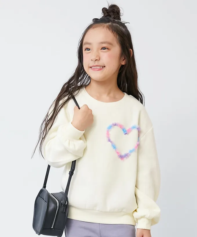 日本 devirock - 裏起毛蕾絲愛心長袖上衣-藍紫