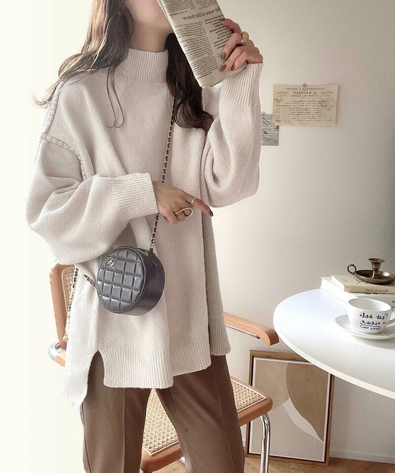 日本 Classical Elf - 復古粗縫線針織毛衣-肉桂橘