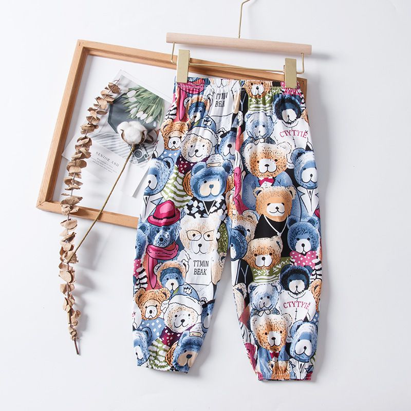 純棉休閒防蚊褲/空調褲-方格恐龍-綠+杏