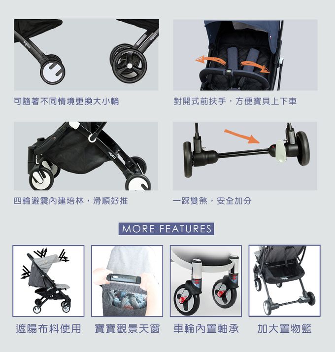 法國 Looping - Squizz3 行李式嬰兒推車 2023年版-極度灰-標準輪組+專屬雨罩+收納袋