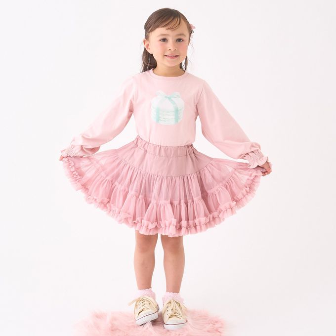 日本 Lycee mine - 夢幻印花荷葉縮口長袖上衣-芭蕾舞鞋-薄荷綠