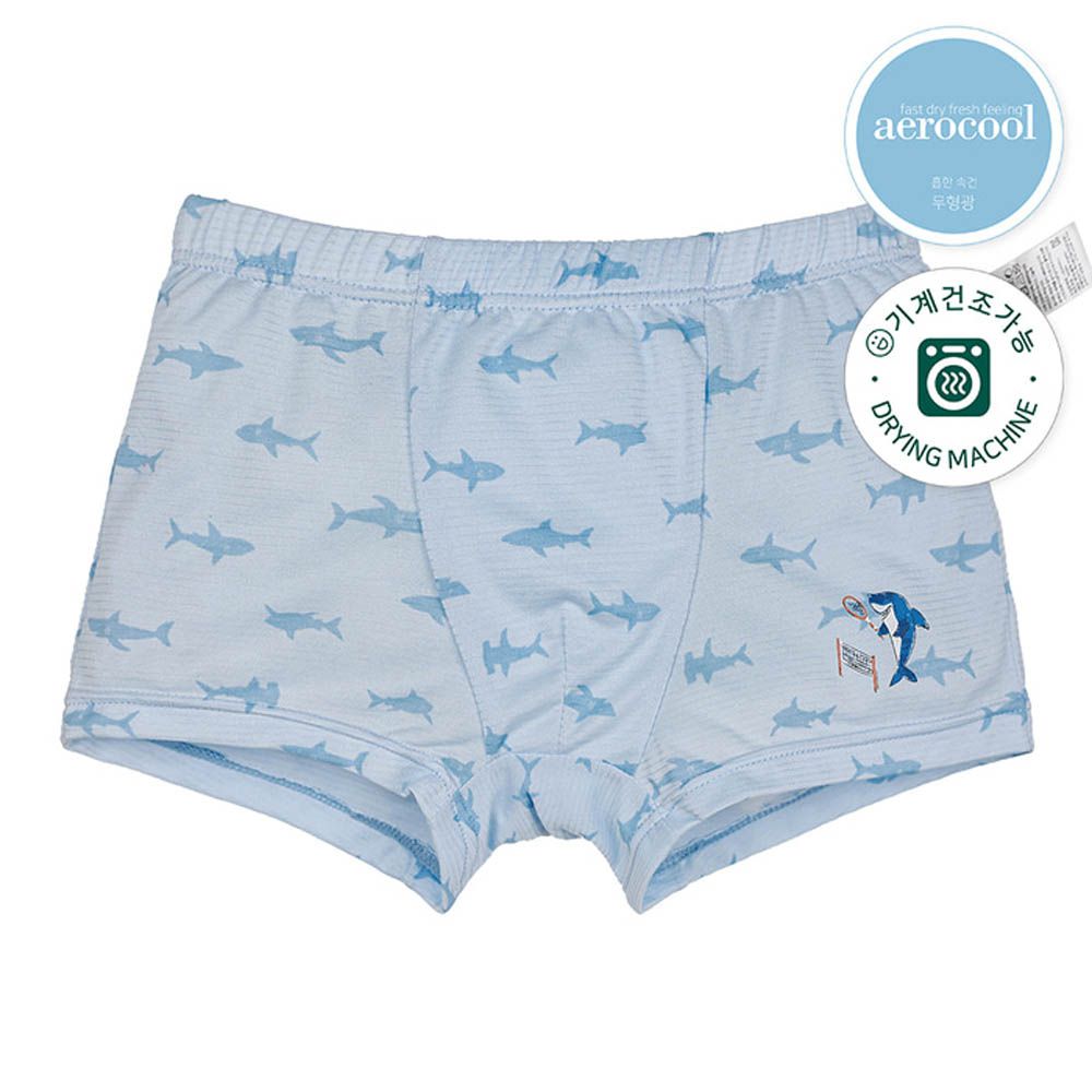 aerocool 涼感快乾四角褲(男寶)-酷鯊魚-淺灰藍