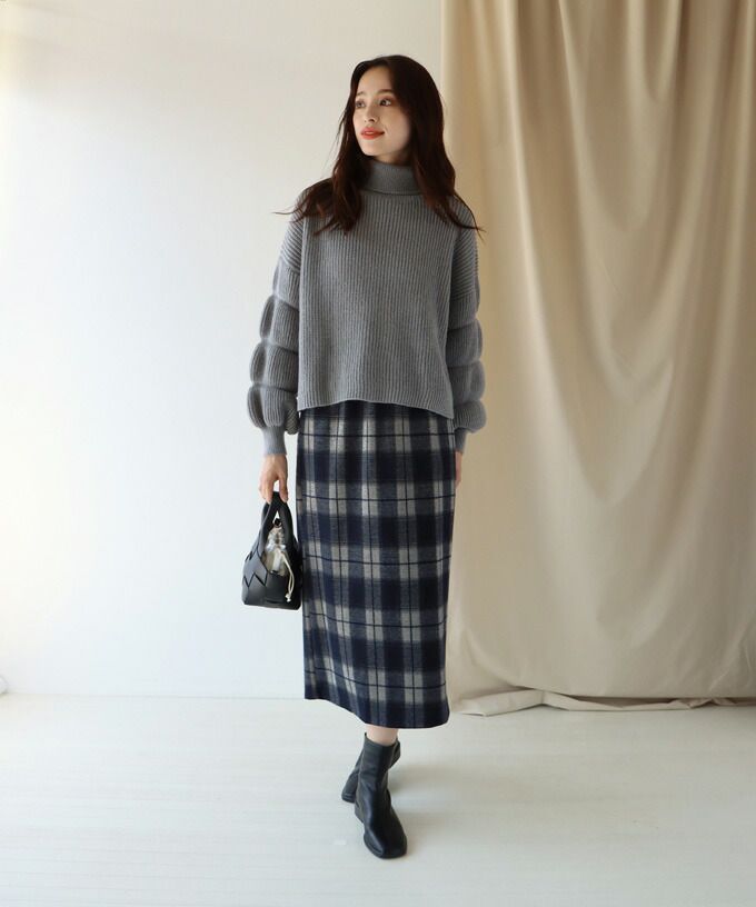 日本 BLUE EAST - 氣質修身學院風長裙-格紋-黑