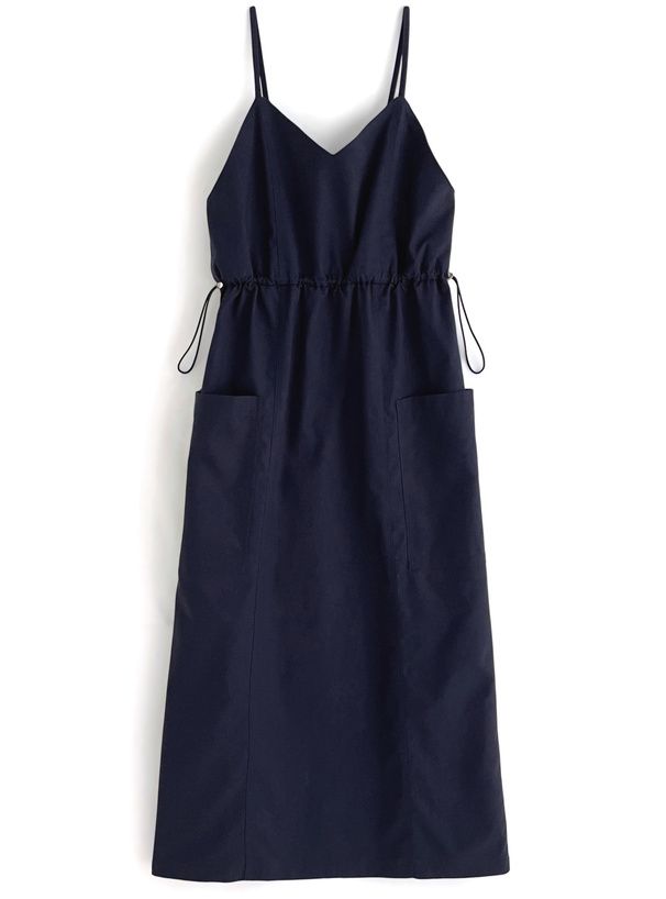 日本 GRL - 休閒風抽繩吊帶裙-深藍 (F)
