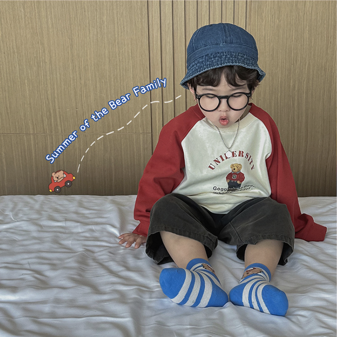 love, charlotte - 小熊家族薄款短筒棉襪-4 雙一組