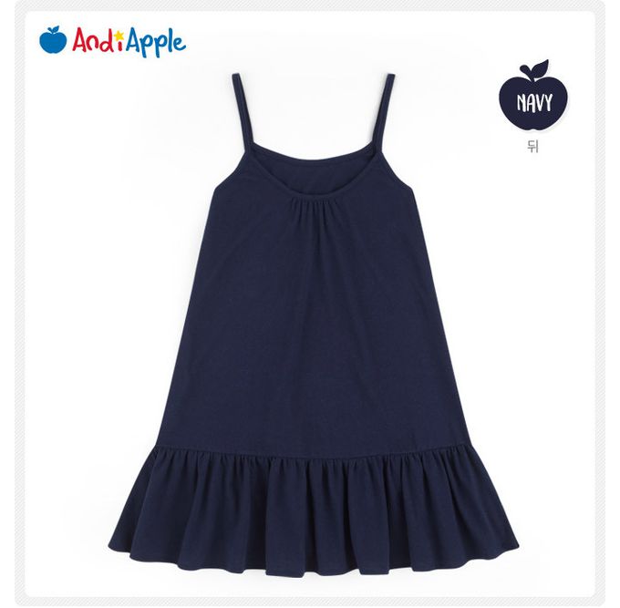 韓國 AndiApple - 兩件式細肩帶連身洋裝套裝-海軍藍