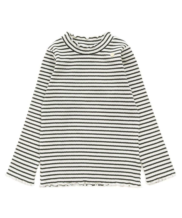 日本 apres les cours - 木耳領舒適彈性長袖上衣/內搭-米杏