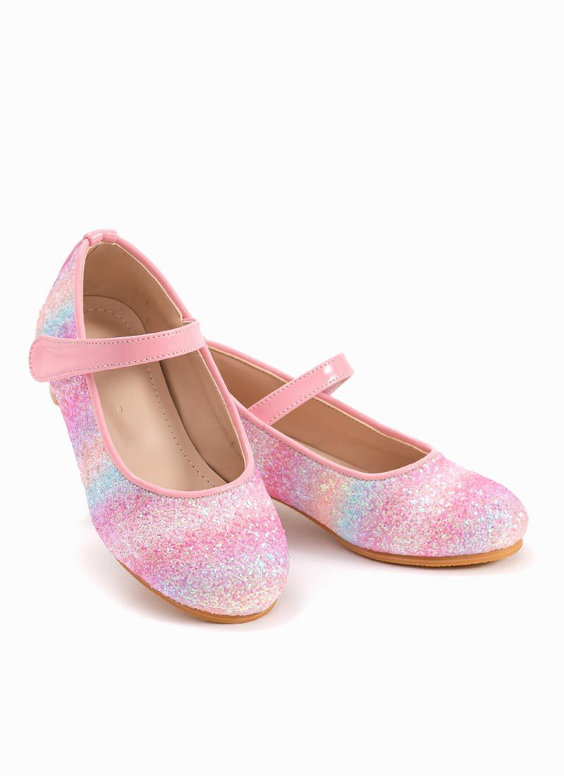 韓國 OZKIZ - 夢幻人魚色亮粉低跟皮鞋