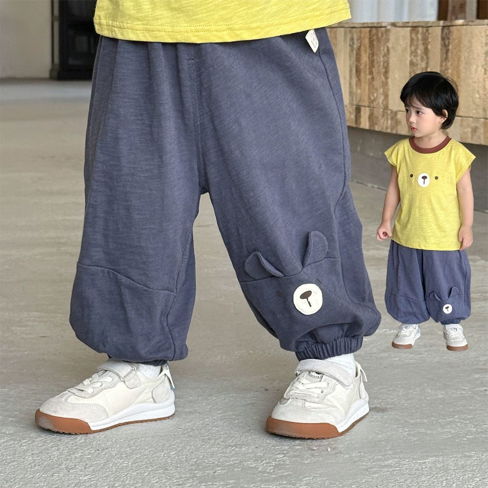 純棉輕薄透氣防蚊褲-可愛動物-灰藍