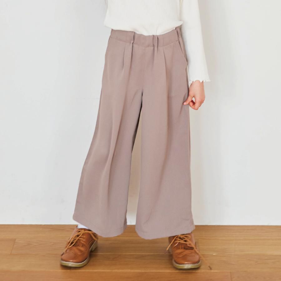 日本 evercloset - 美腳絲滑舒適寬版長褲-卡其