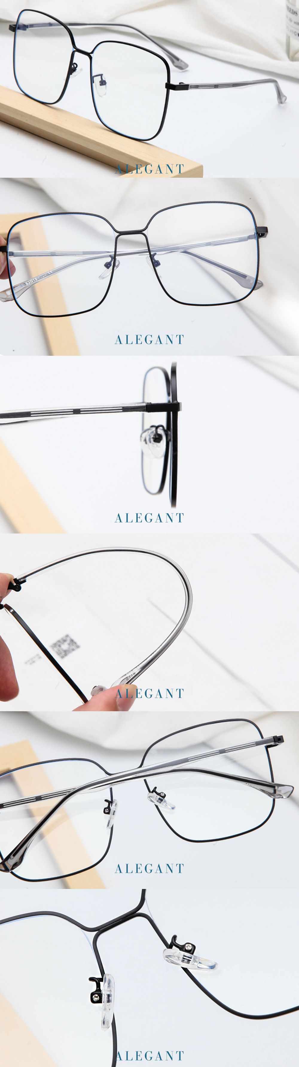 ALEGANT - 燕尾黑幾何圓弧修飾多邊設計金屬框UV400濾藍光眼鏡