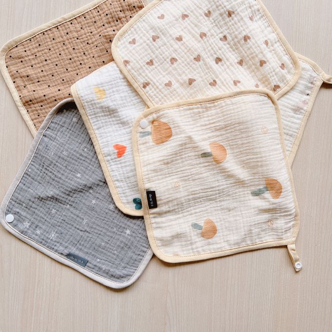 Chi-mi啾米 - 四層紗兩用圍兜6件組 (F碼25X25CM)