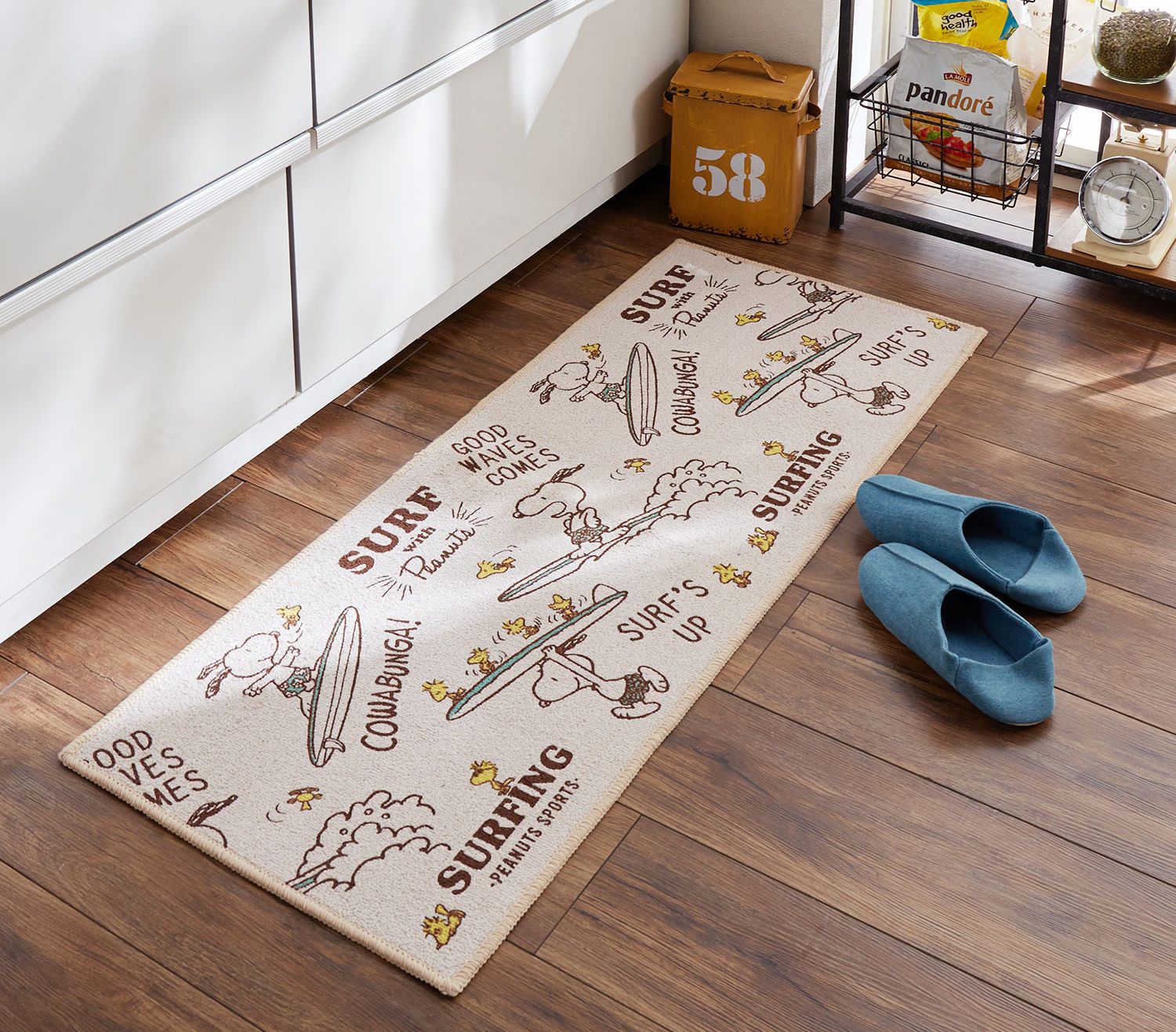 日本千趣會 - mini labo 去泥污腳踏墊-法蘭西花朵-藍綠