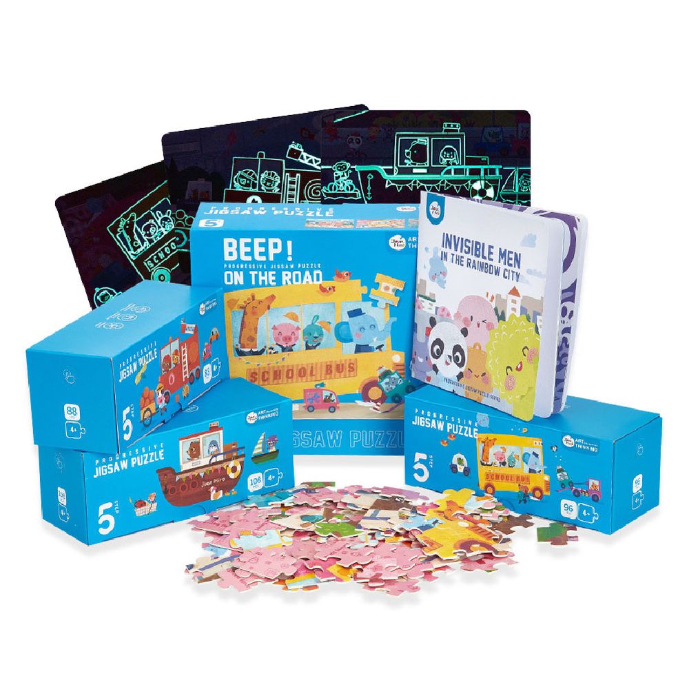 漸進式拼圖-夜光交通款(88pcs+96pcs+108pcs) JM93790