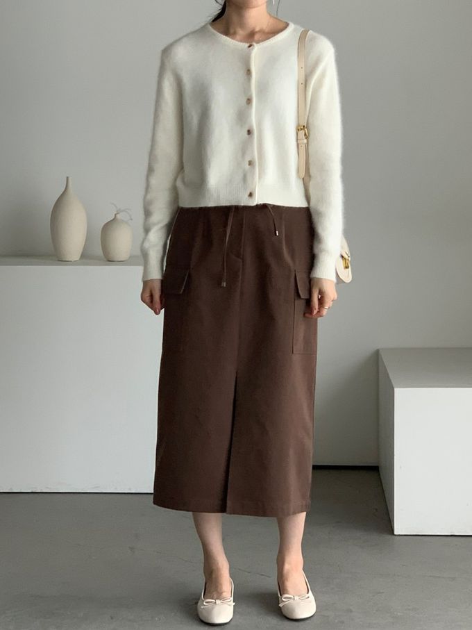 韓國女裝連線 - 愛心金釦混羊毛針織衫/外套-象牙白 (FREE)