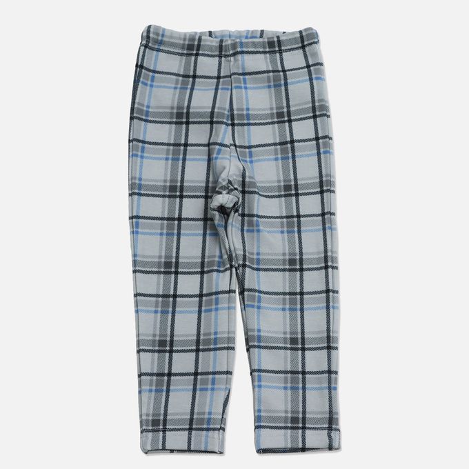 日本 Chil2 - [熱銷]刷毛保暖彈力長褲-中格紋-棕色系