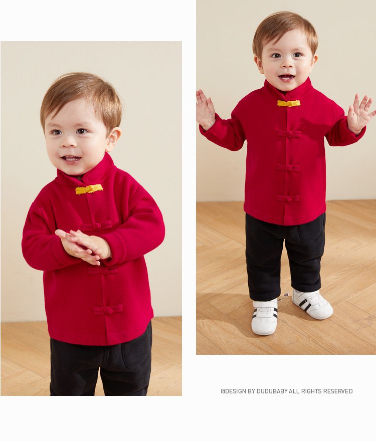 節慶針織毛衣開衫-古風盤扣-紅色