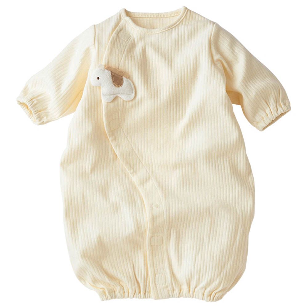 長袖連身衣 穿衣練習-穿脫方便省時-象牙白色 (50~60cm)