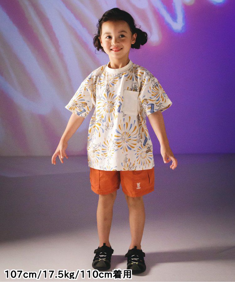 日本 BREEZE - 聯名款 口袋工裝風帥氣4分短褲-撞色-橘藍系