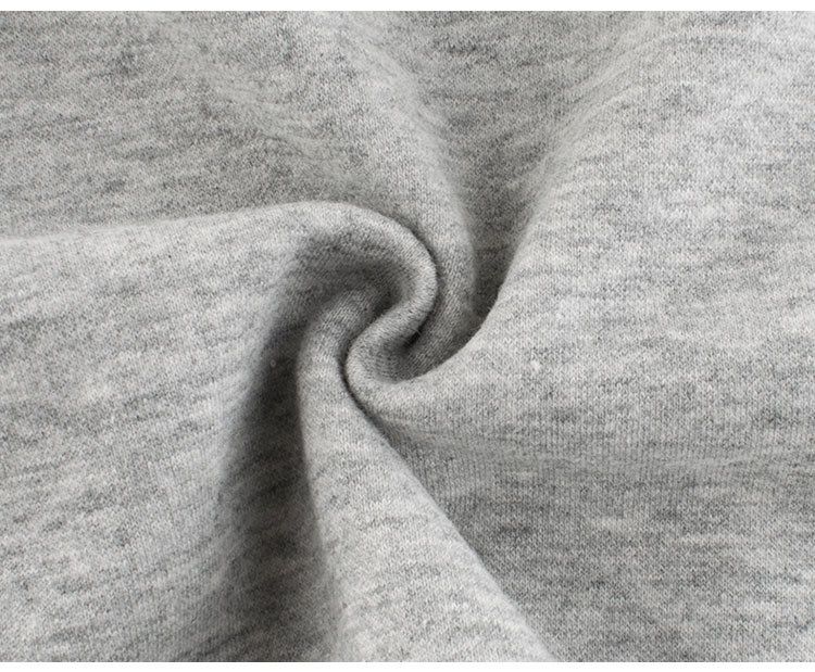 加絨棉質圓領長袖上衣/大學T-可愛熊熊-灰色