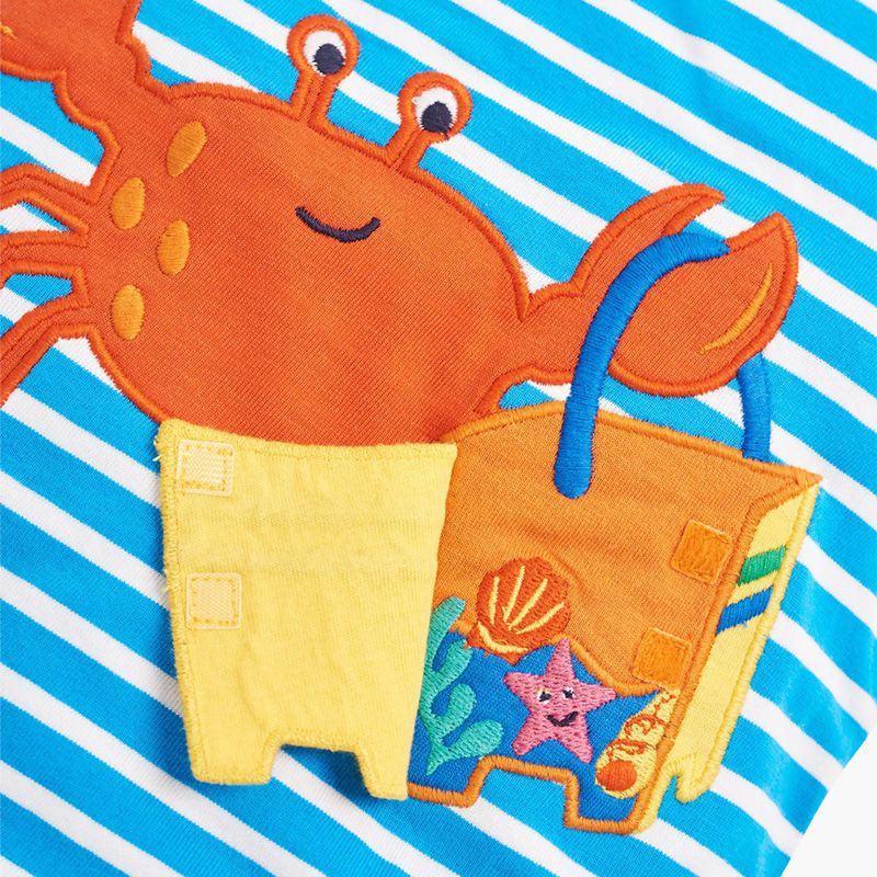 英國 JoJo Maman BeBe - 超優質嬰幼兒/兒童100％純棉短袖上衣/T-shirt/動物T-淘氣螃蟹