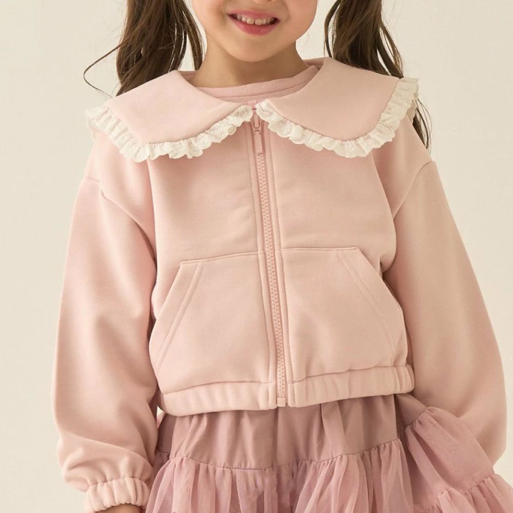 可愛水手領荷葉邊外套-粉紅