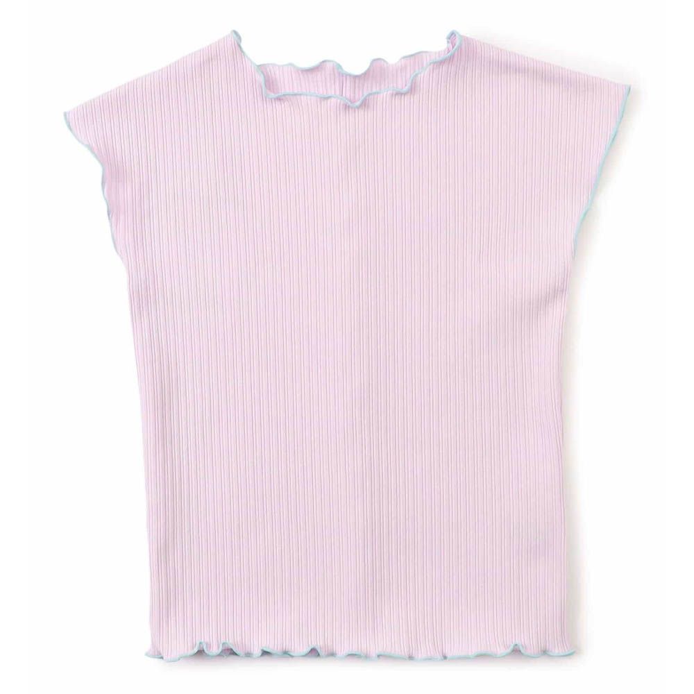 柔軟木耳邊羅紋無袖上衣-薰衣草紫