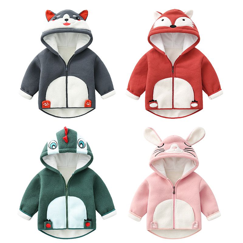 立體造型搖粒絨保暖兒童外套-哈士奇-灰色