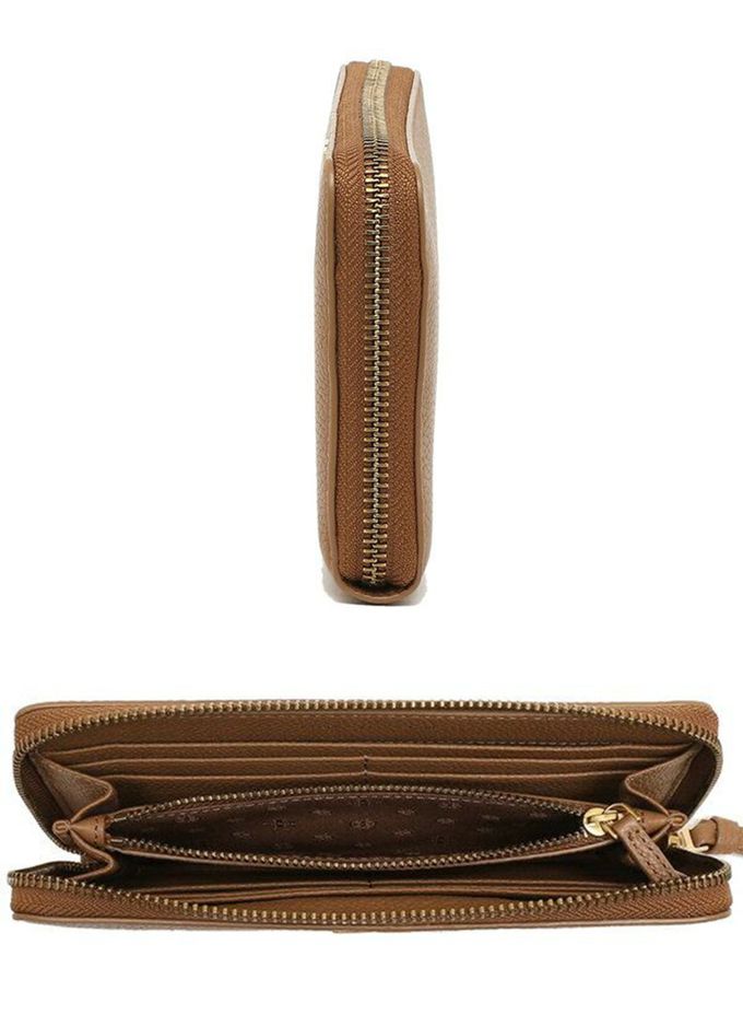 TORY BURCH - 雙T-LOGO皮革素面長夾 (駝)