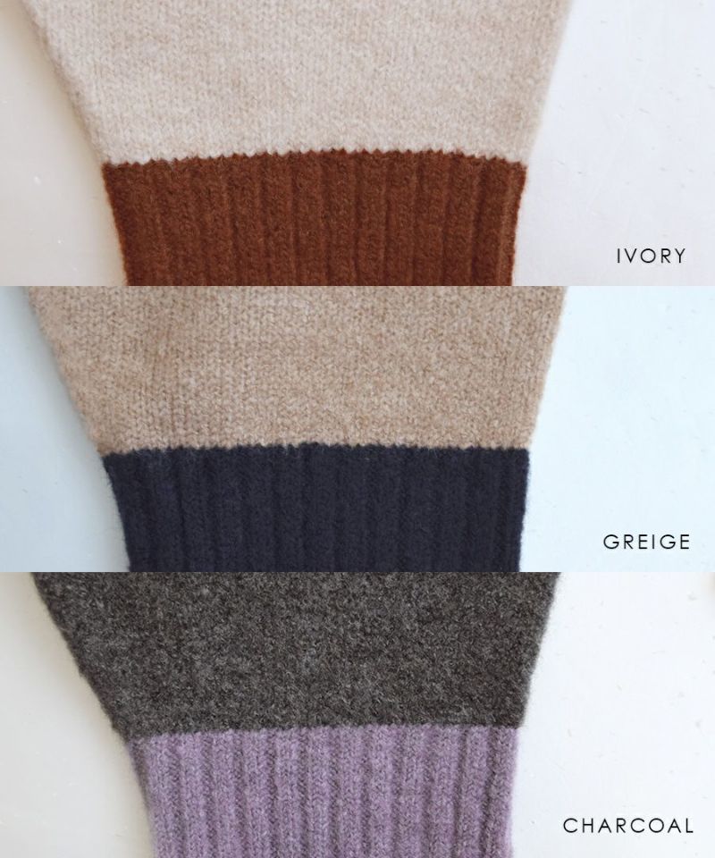 日本 zootie - 滾邊撞色落肩針織毛衣-淺灰