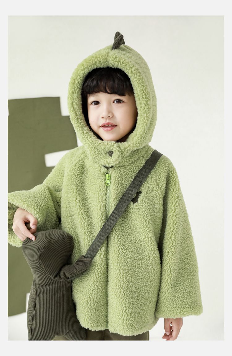 TONGMO - 羊羔絨立體造型外套-恐龍-綠色