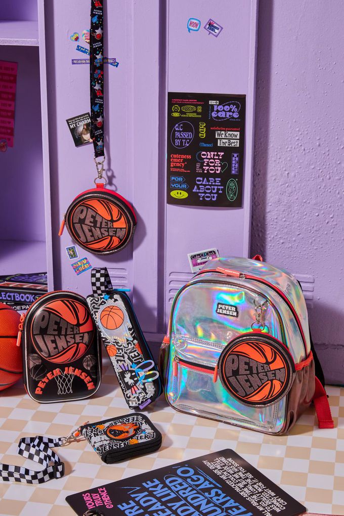 韓國 PETER JENSEN - (附吊繩)籃球圓形拉鍊零錢包-銀黑 (12x12cm)