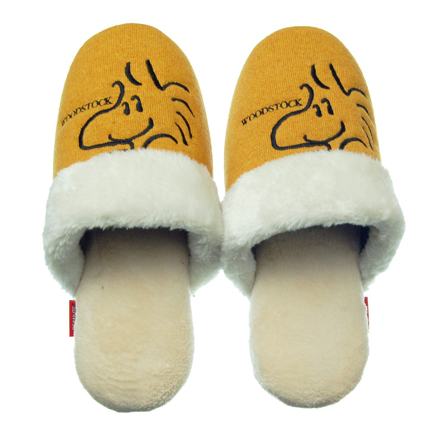 日本千趣會 - 史努比 毛絨絨拼接室內拖-紅格紋 (22-24cm)