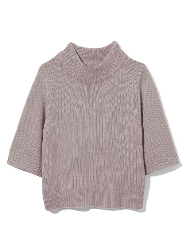 日本 GRL - 百搭立領針織短袖上衣-天藍 (F)