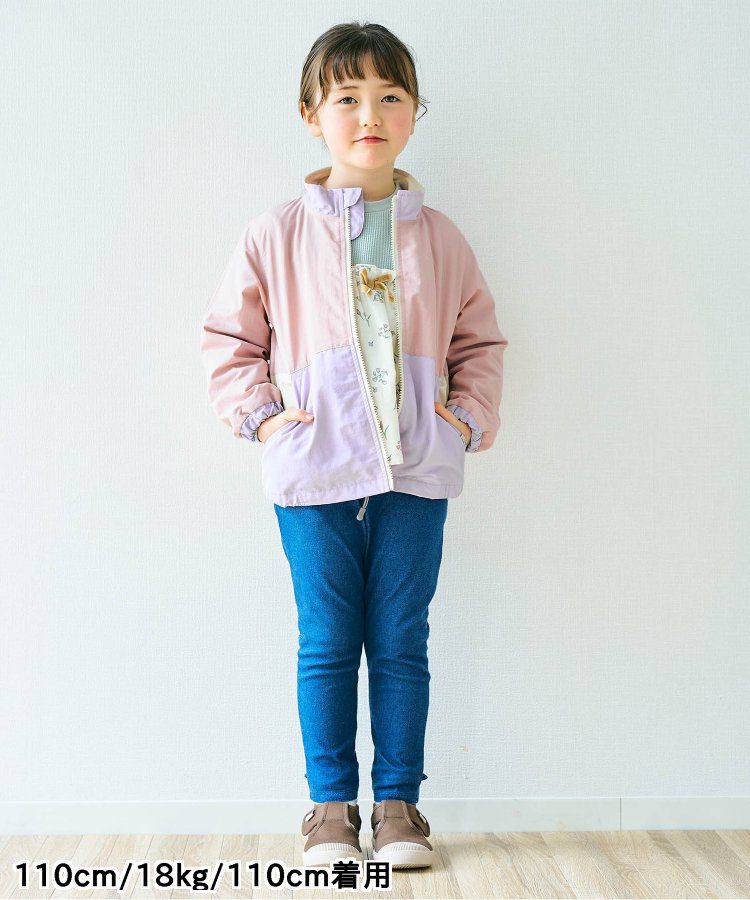 日本 apres les cours - 潑水加工 輕量印花風衣外套-撞色-藍棕系