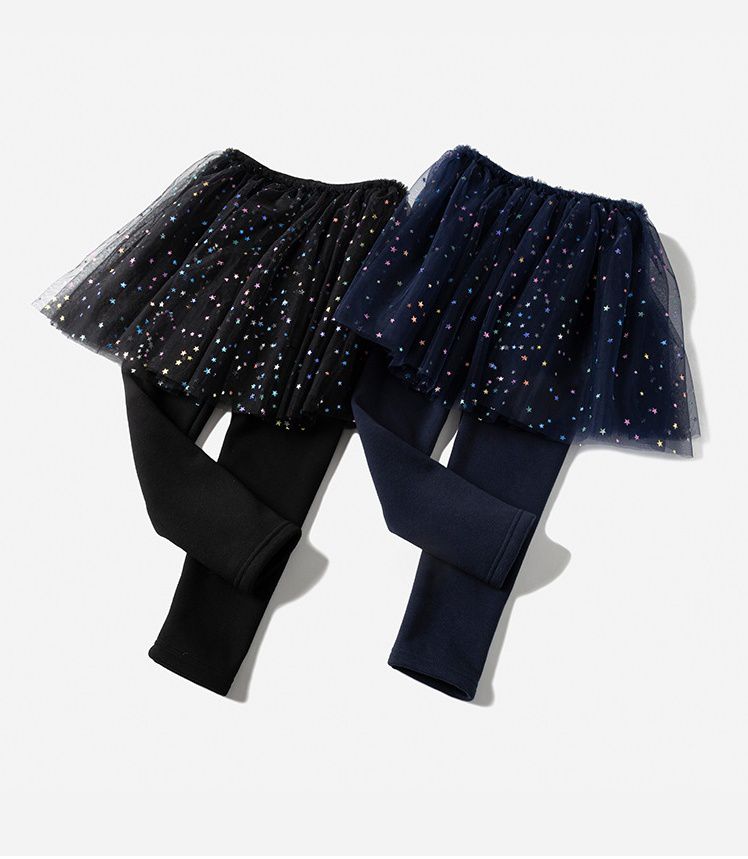 網紗休閒褲裙-星星亮片款-黑色
