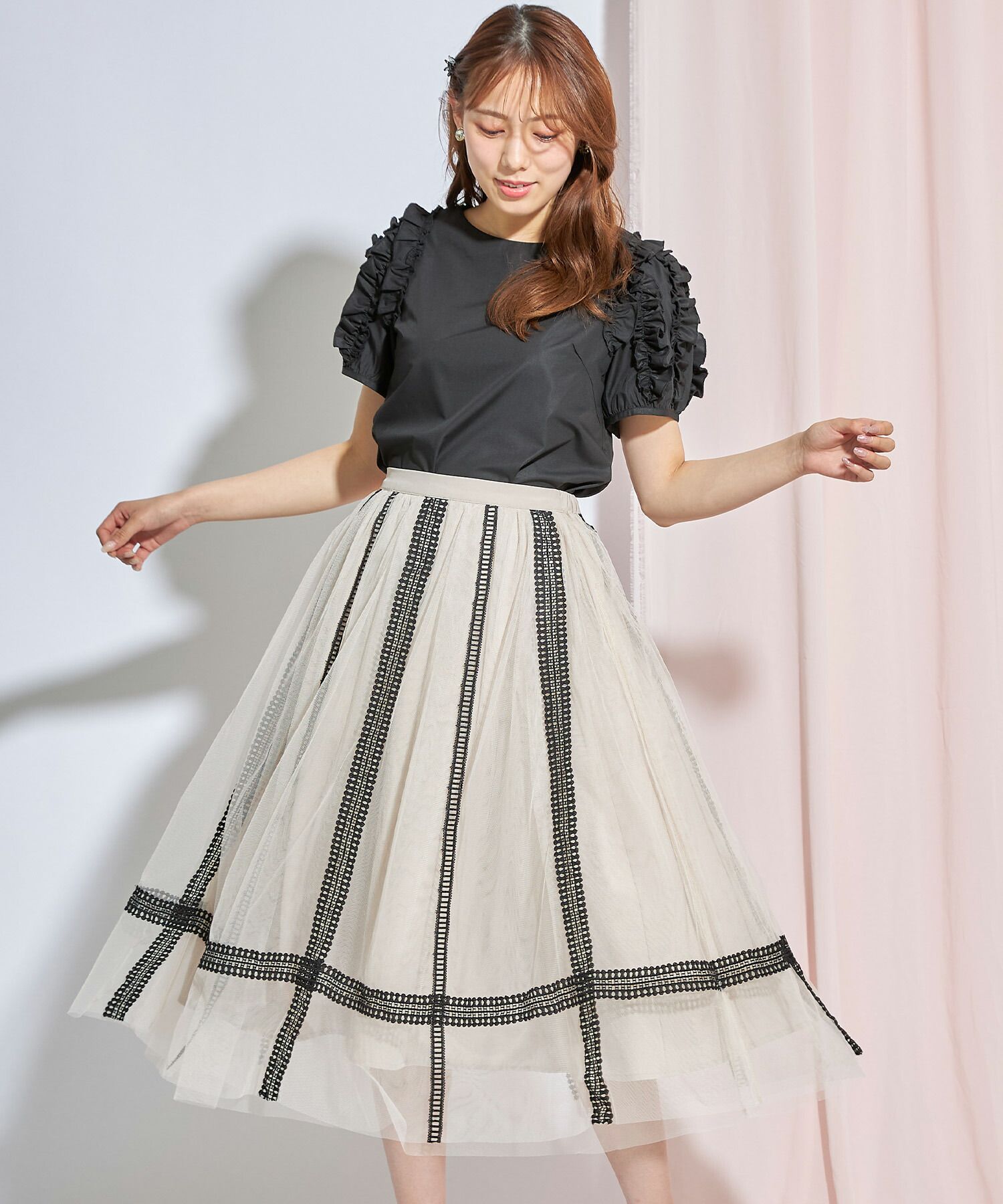 日本 tocco-closet - 夢幻優雅層次紗裙-冰河灰