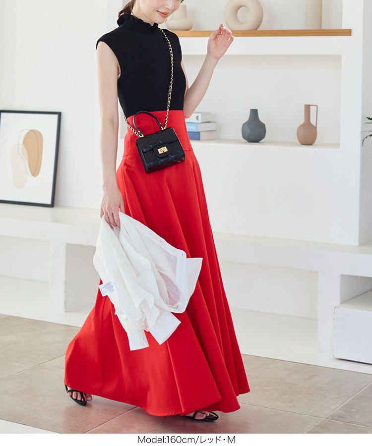 日本 Kobe Lettuce - A-line高腰顯瘦長裙-淺灰 (M)