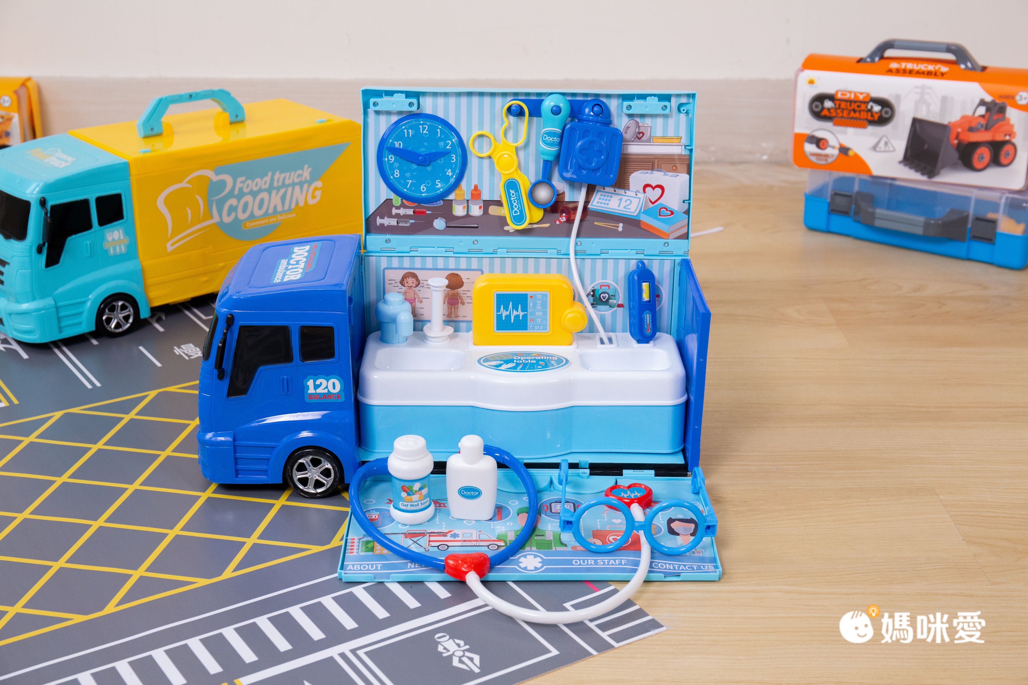 DIY組裝車車【小小家】手提貨櫃車家家酒Ｘ工程車