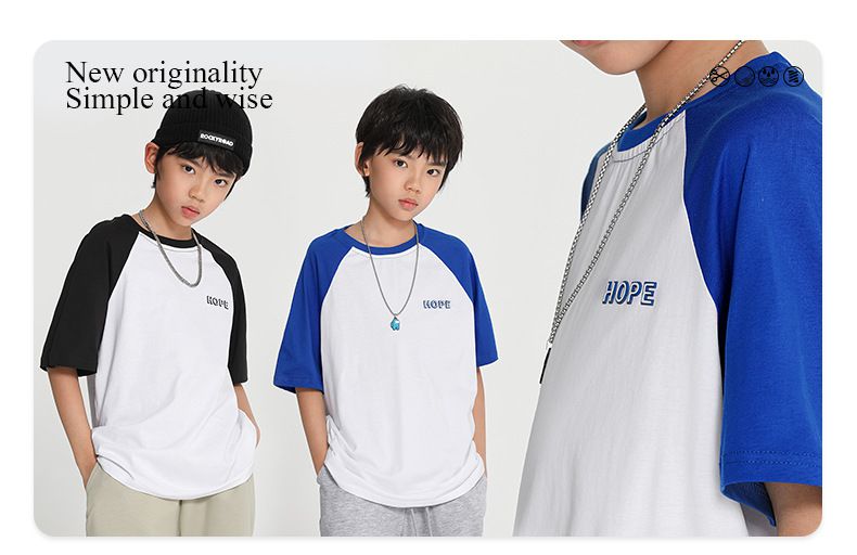 純棉基礎款短袖上衣-白+藍