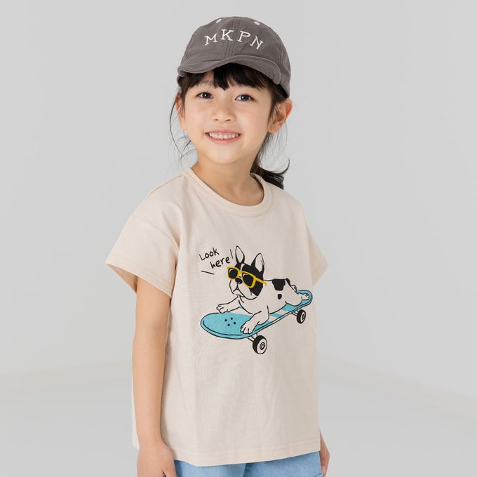 日本 Chil2 - 100%棉 印花柔軟短袖上衣-鯨魚-奶油白