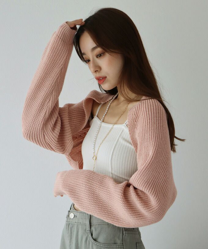 日本 BLUE EAST - 率性羅紋短版針織外套-白