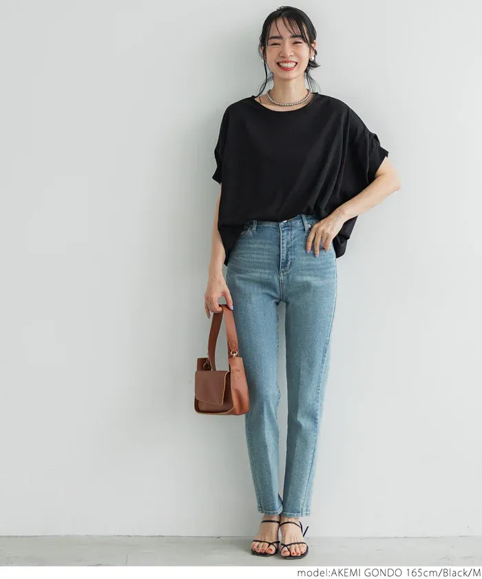 日本 COCA - 透氣百搭圓領飛鼠袖上衣-條紋-綠白