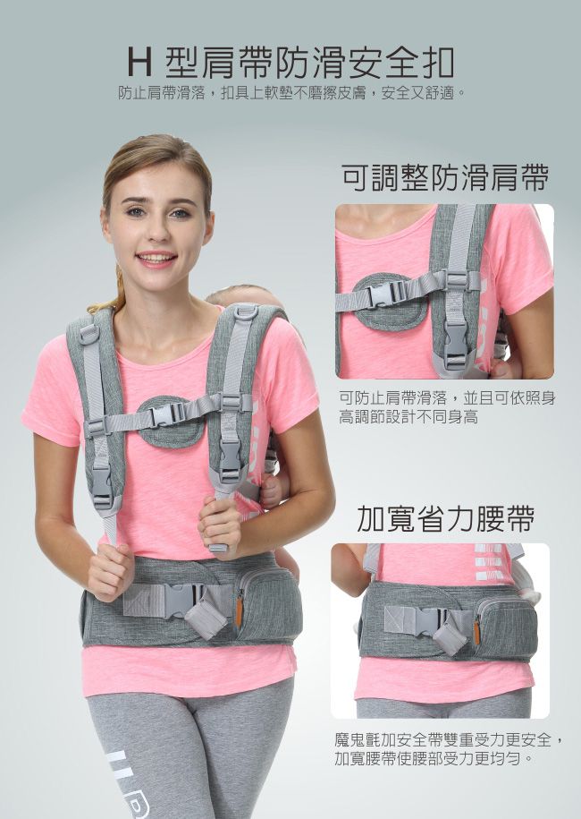 PUKU 藍色企鵝 - Athena雅典娜多功能腰凳揹巾-時尚銀