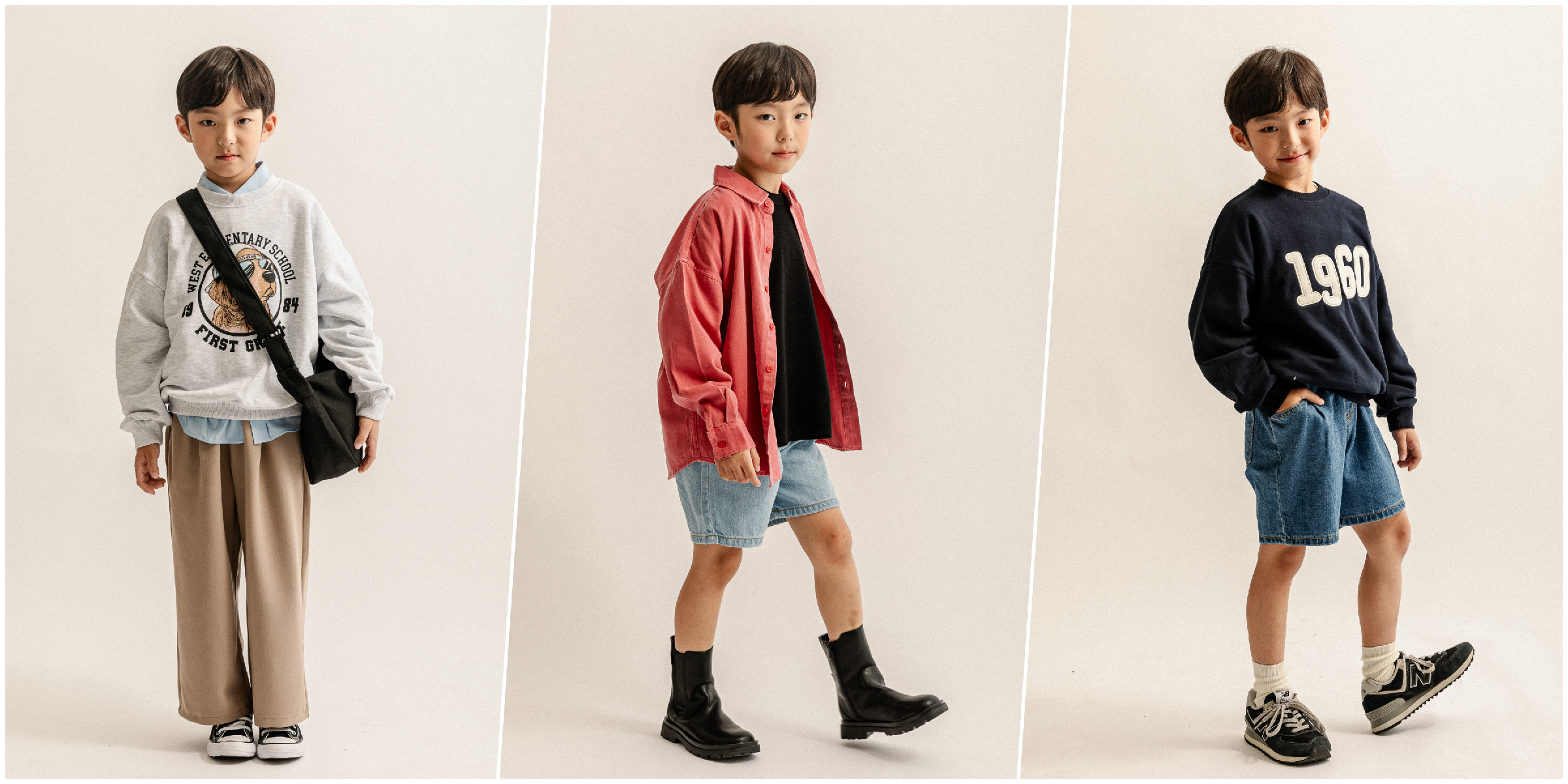 韓國 BUCKET LIST - 文字印休閒圓領長袖大學T-象牙白