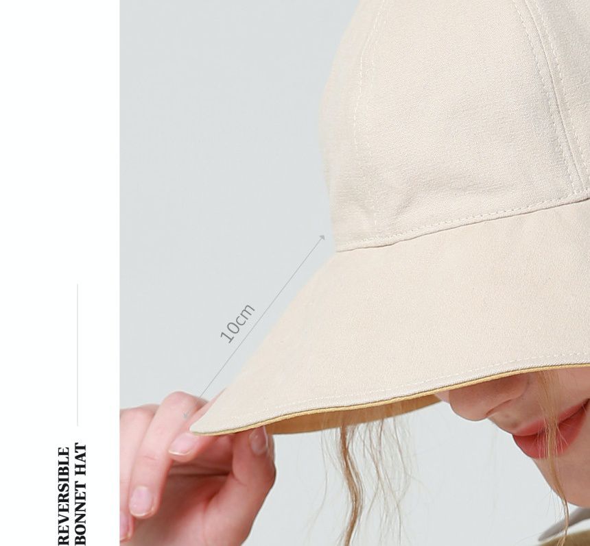 韓國 CHAMELEON - 雙面牛仔布料遮陽帽-黑/棕