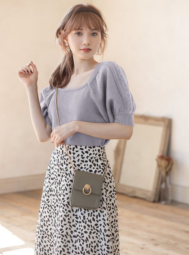 日本 GRL - 麻花澎澎短袖美背蝴蝶結針織上衣-天使藍 (Free)