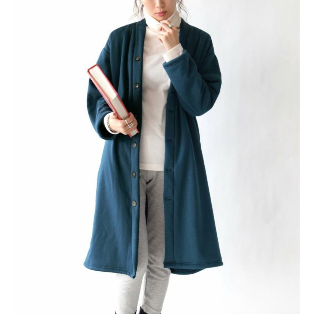 日本 zootie - 防風激暖系列 保暖長版外套-內刷毛-深灰藍