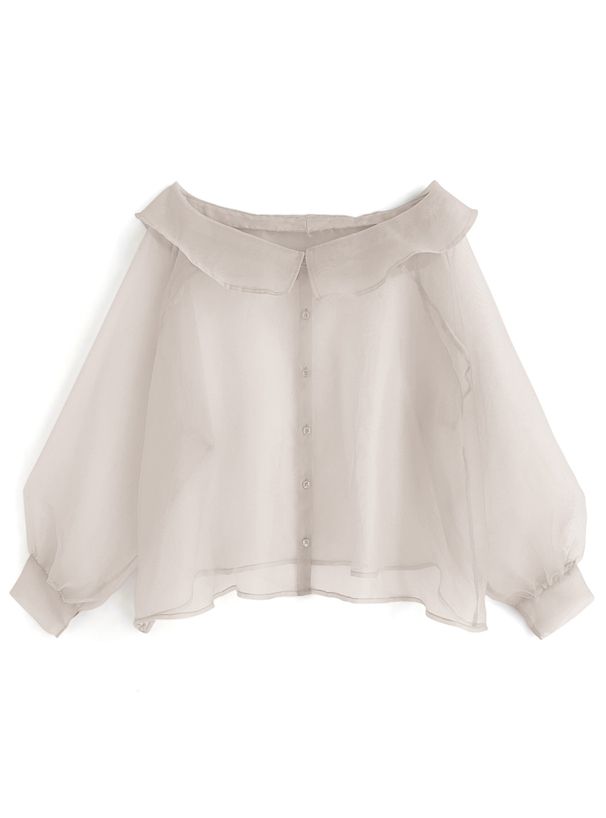 日本 GRL - 浪漫透膚吊帶針織兩件式洋裝-淺灰棕