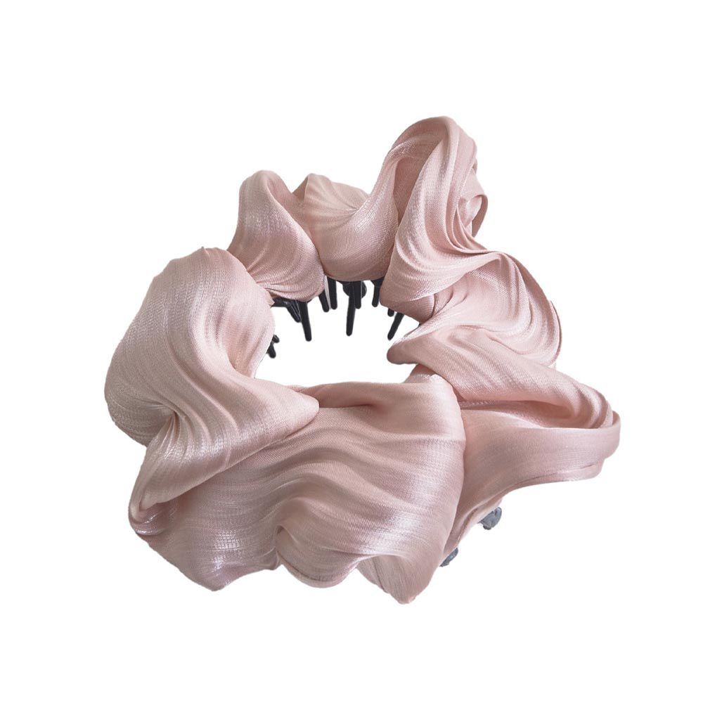 日本 Lattice - [日雜推薦] 不用綁！優雅光澤大腸圈髮環-波浪壓紋-香檳粉
